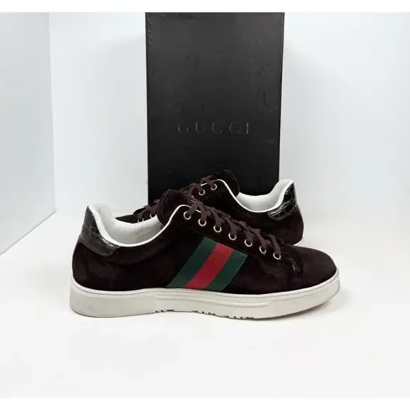Size 10.5US - Gucci Ace Web Brown Suede Sneakers🤎 - Picture 5 of 11